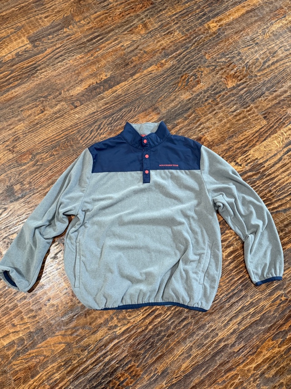 Southern Tide Mens XL Spell Out Color Block Snap Button Fleece Pullover Jacket